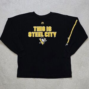 Pittsburgh‎ Penguins Youth Long Sleeve T Shirt XL Steel City Hockey